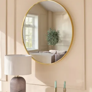 Yannis gold large round wall mirror