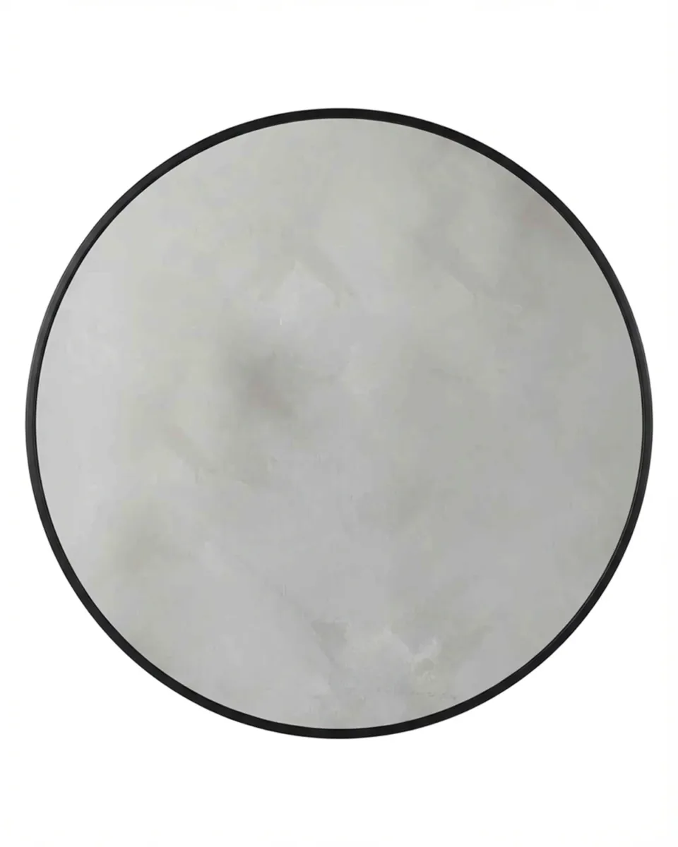 Yannis black large round wall mirror - Image 3