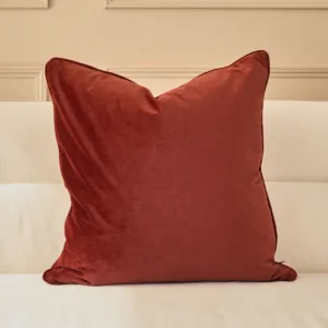 Luca toffee red large velvet cushion