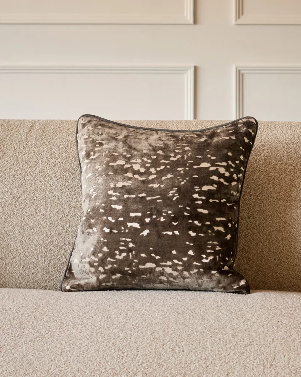 Hazel chocolate medium velvet cushion