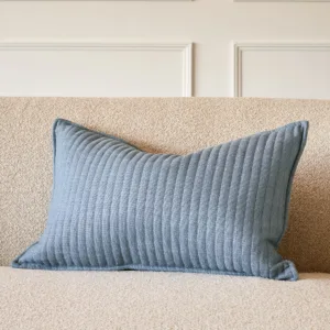 Sloane blue rectangle velvet cushion
