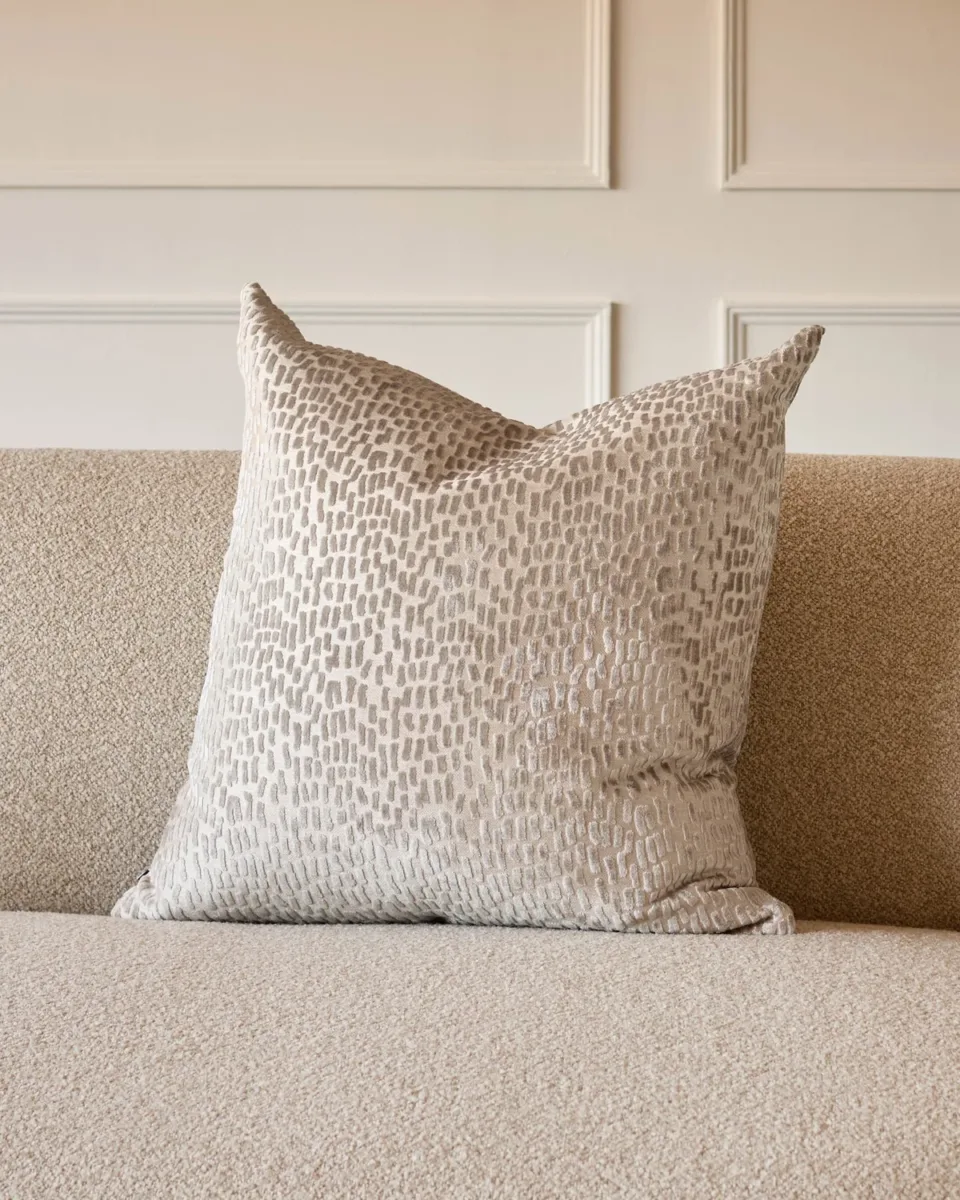 Payton natural large velvet cushion