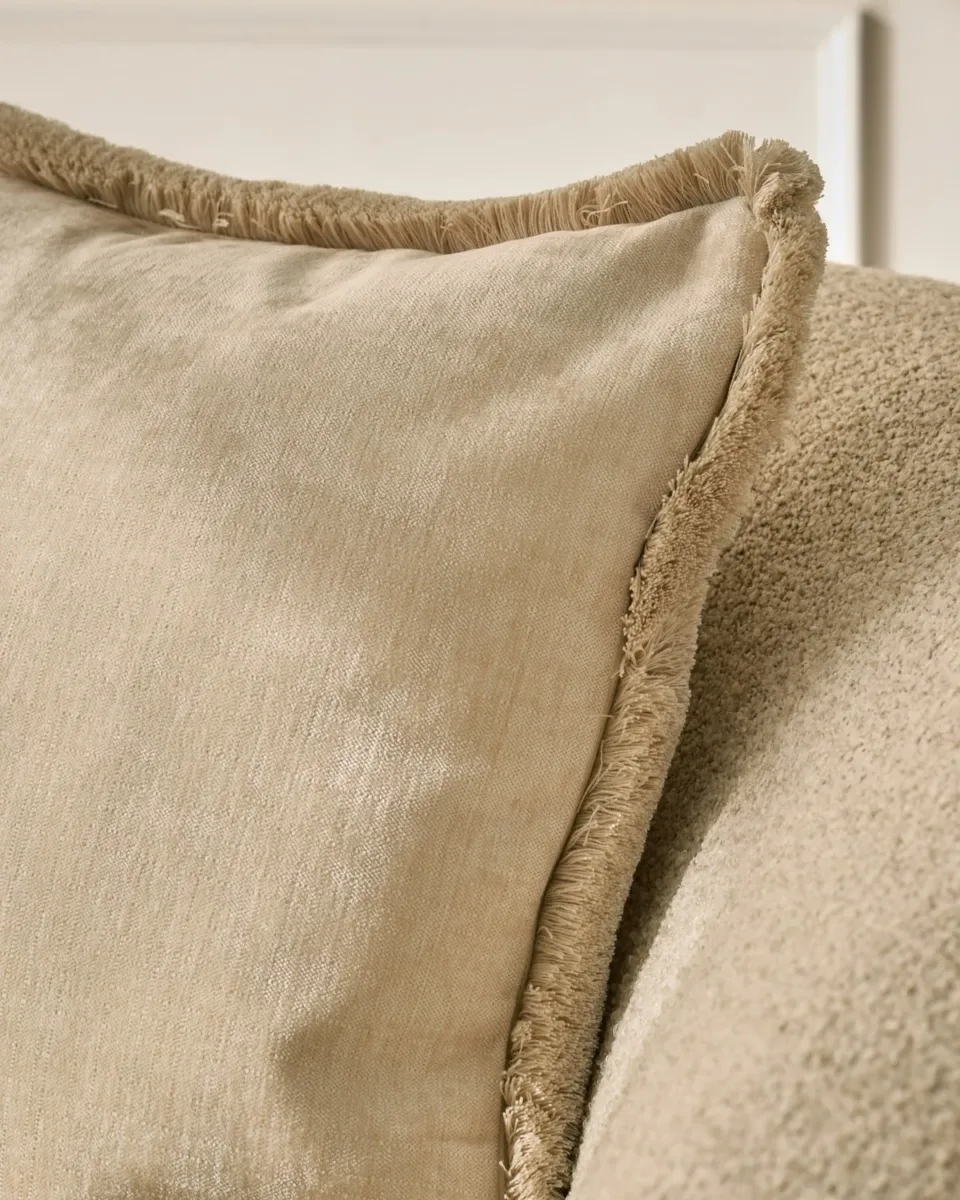 Hattie natural medium velvet cushion - Image 2
