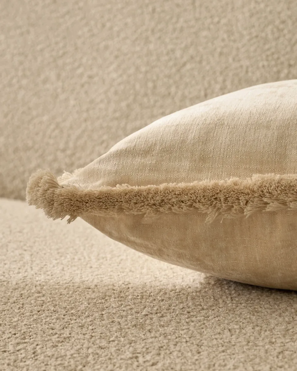 Hattie natural medium velvet cushion - Image 4