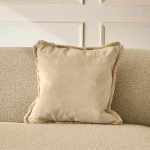 Hattie natural medium velvet cushion
