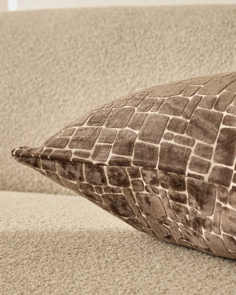 Samara chocolate large velvet cushion - Image 2