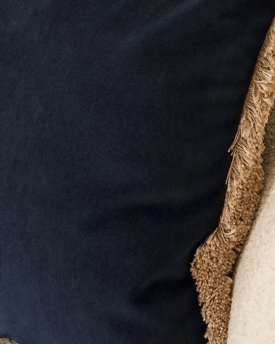 Selvage navy large velvet cushion - Image 4