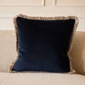 Selvage navy large velvet cushion