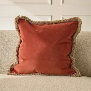 Selvage rust large velvet cushion