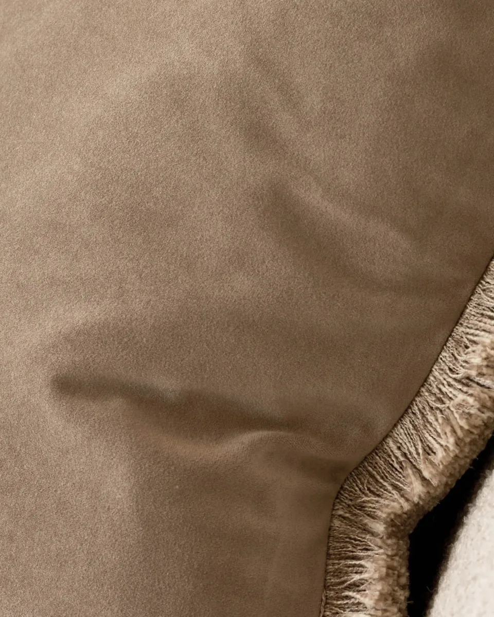 Selvage taupe large velvet cushion - Image 4