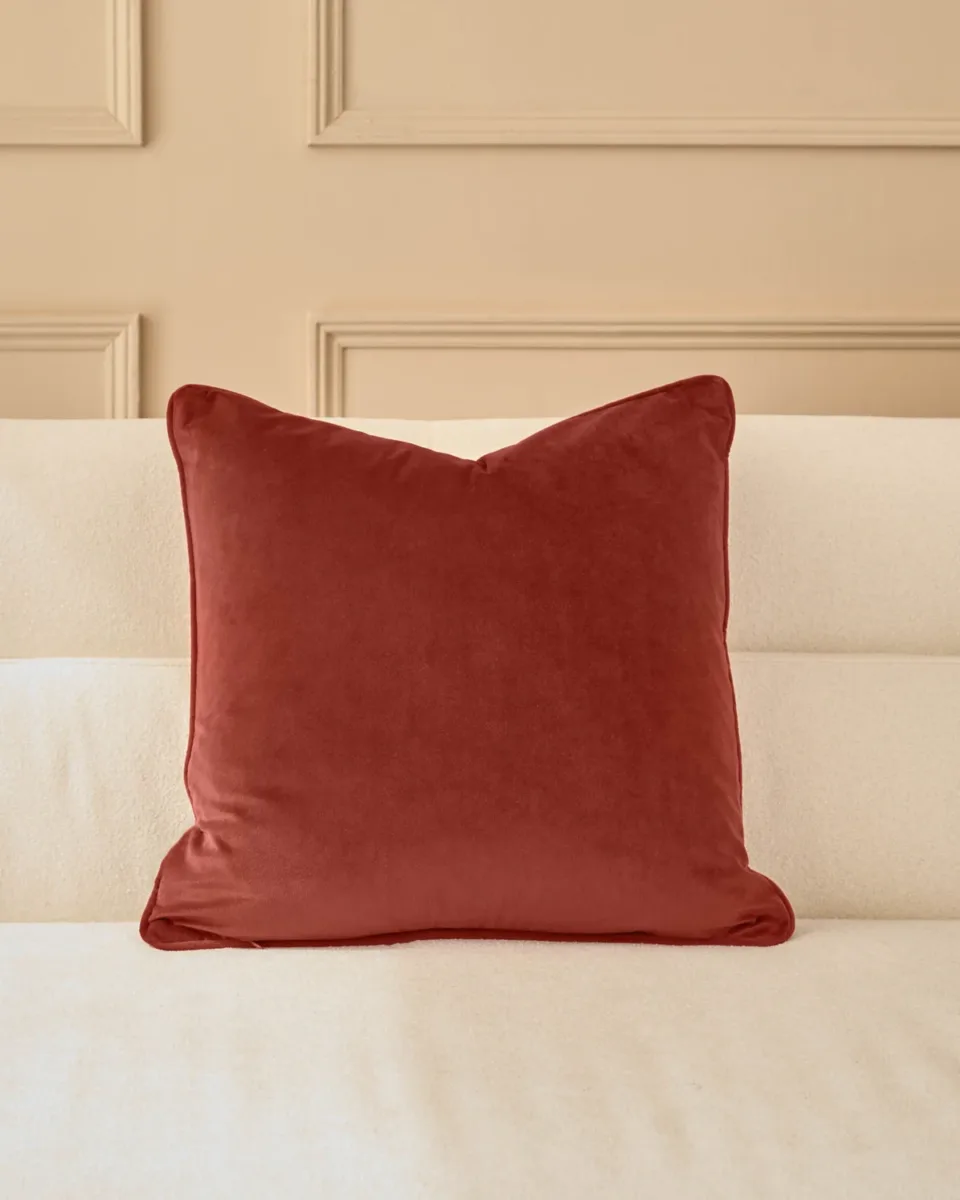 Luca toffee red medium velvet cushion