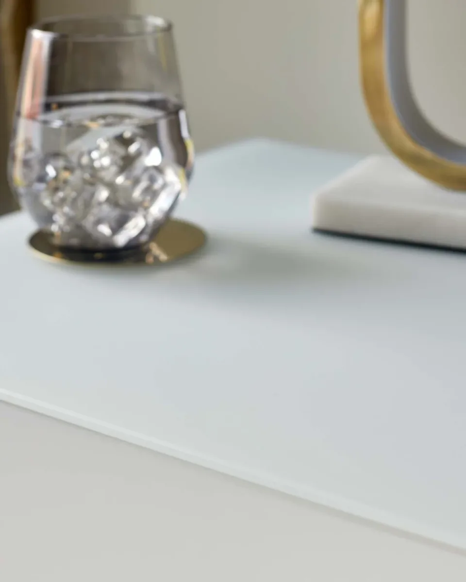 Benton White 2 Drawer Bedside Table With Brass Legs - Image 4