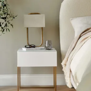 Benton Single Drawer White Bedside Table