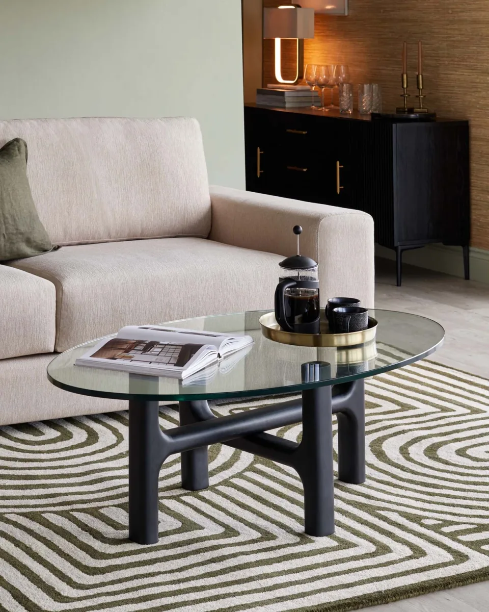 Abstract Swirl dark green wool medium rug - Image 2