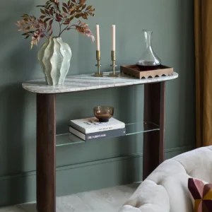 Adalynn toronto marble dark mango wood console table
