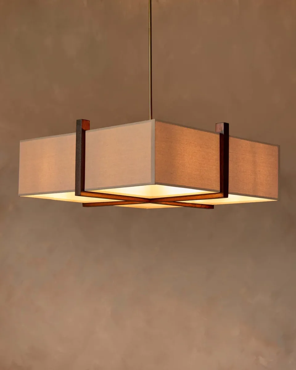 Addison natural linen 4 light adjustable pendant - Image 2