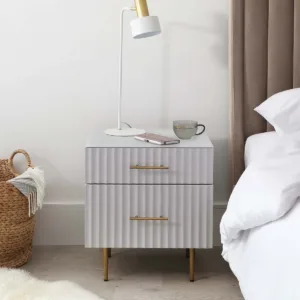 Albury light grey 2 drawer bedside table