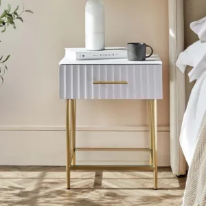 Albury Light Grey Bedside Table with single drawer