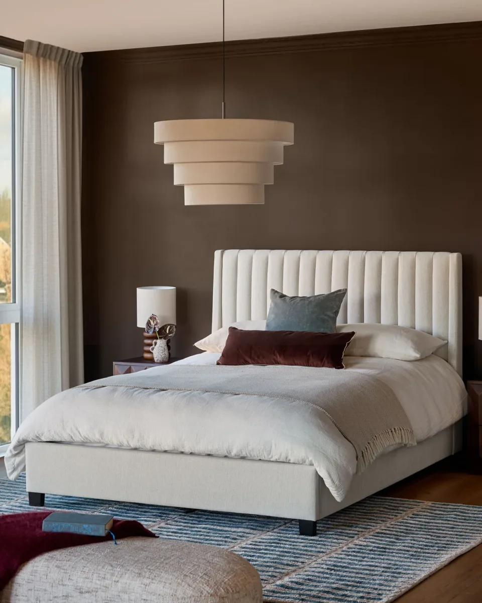 Amalfi ivory dual tone fabric double ottoman storage bed
