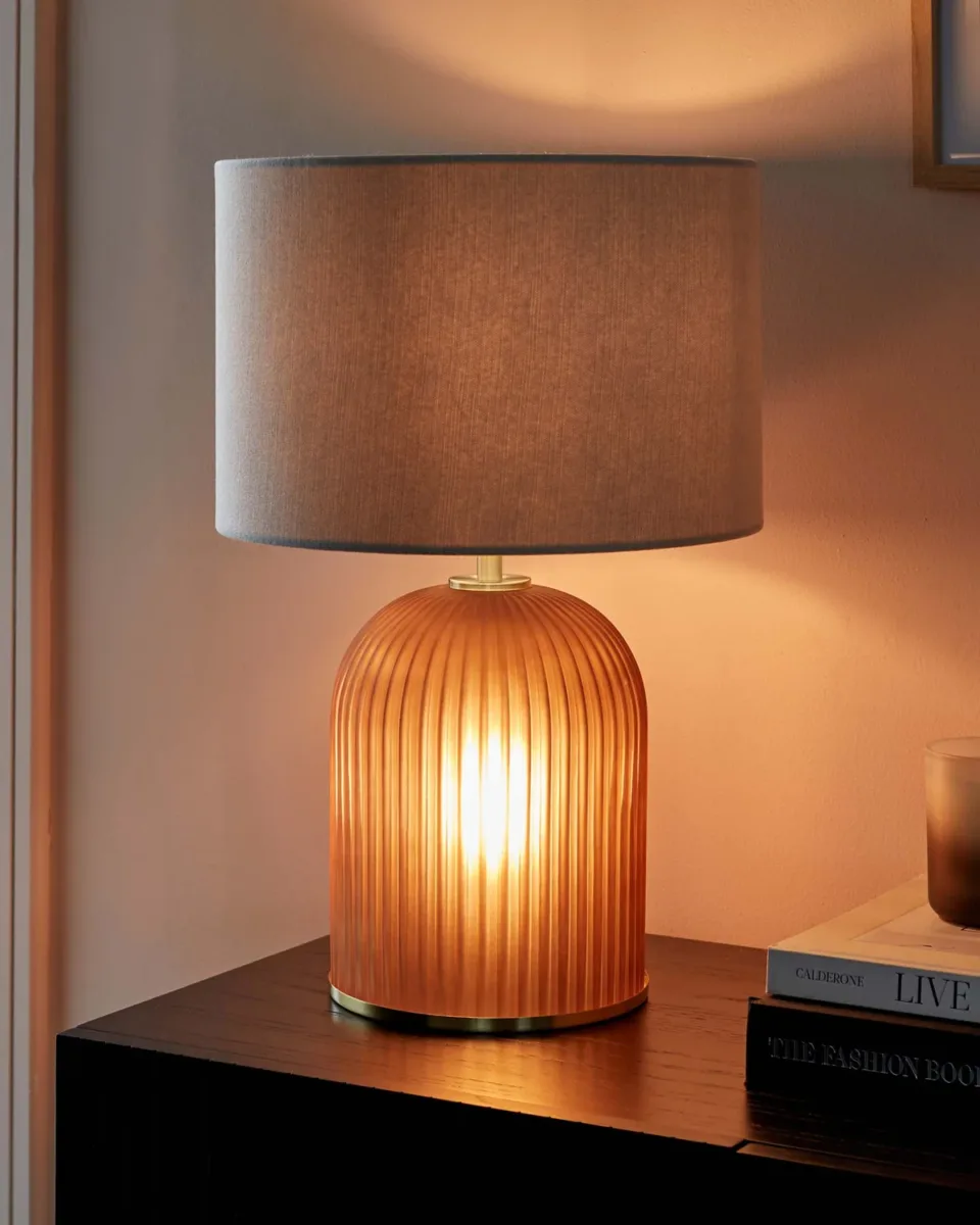 Amalfi Amber Table Lamp with Linen Look Shade - Image 2