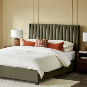 Amalfi olive green velvet king size ottoman storage bed