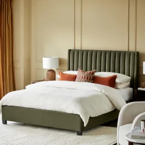Amalfi olive green velvet super king size ottoman storage bed