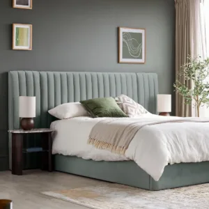 Amalfi Luxe sage green velvet king size ottoman storage bed