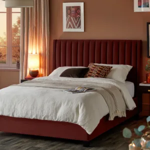 Amalfi toffee red velvet king size ottoman storage bed