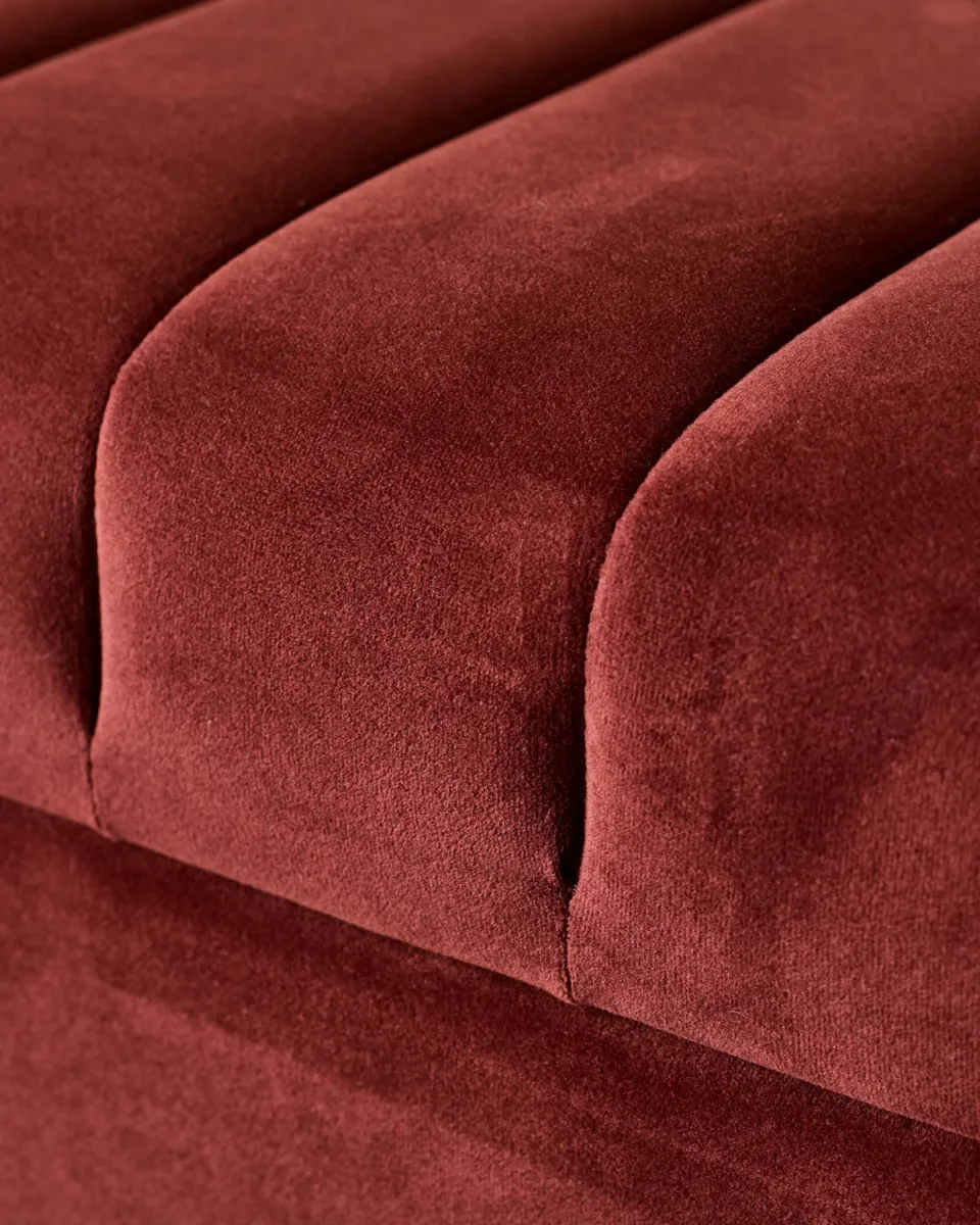 Amalfi toffee red velvet ottoman storage bench - Image 3