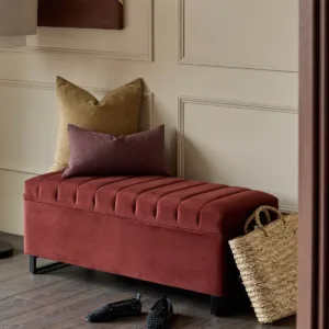 Amalfi toffee red velvet ottoman storage bench
