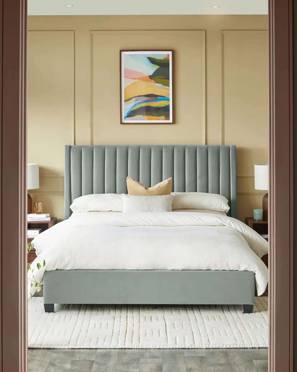 Amalfi Sage Green Velvet Super King Ottoman Storage Bed - Image 2