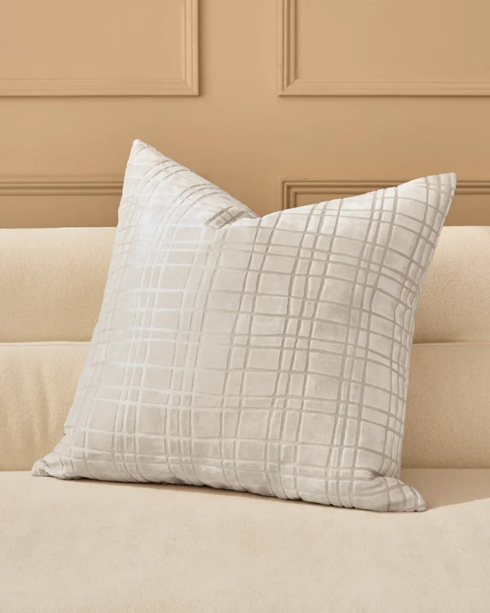 Arabella ivory large velvet cushion
