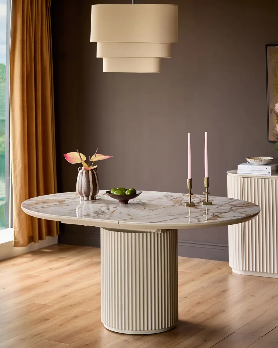 Austin natural ceramic 4 - 6 extending dining table
