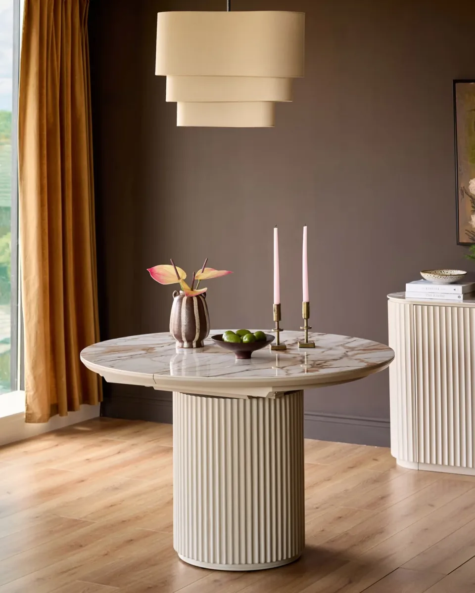Austin natural ceramic 4 - 6 extending dining table - Image 2