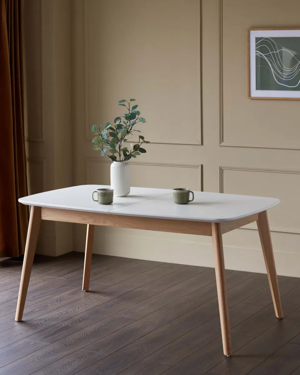 Aver White And Oak Extending 6 To 8 Seater Dining Table - Image 2