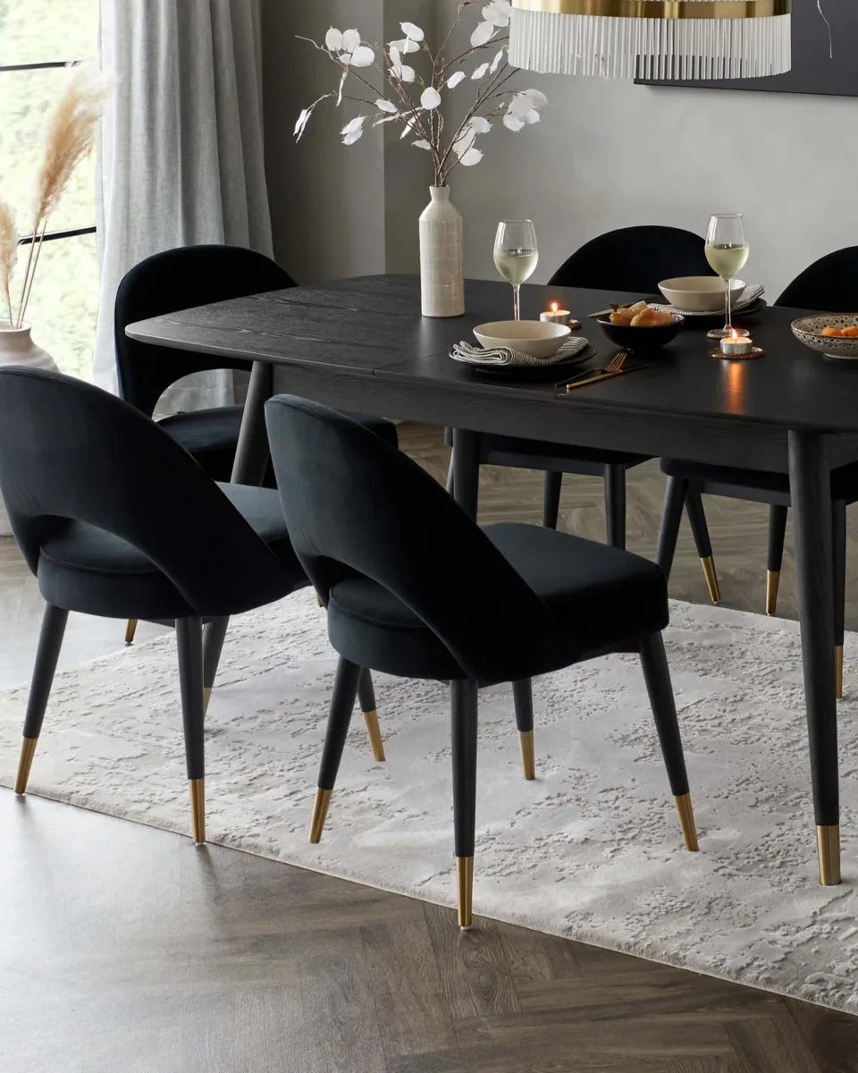 Clover black velvet dining chair - set of 2 - Image 4