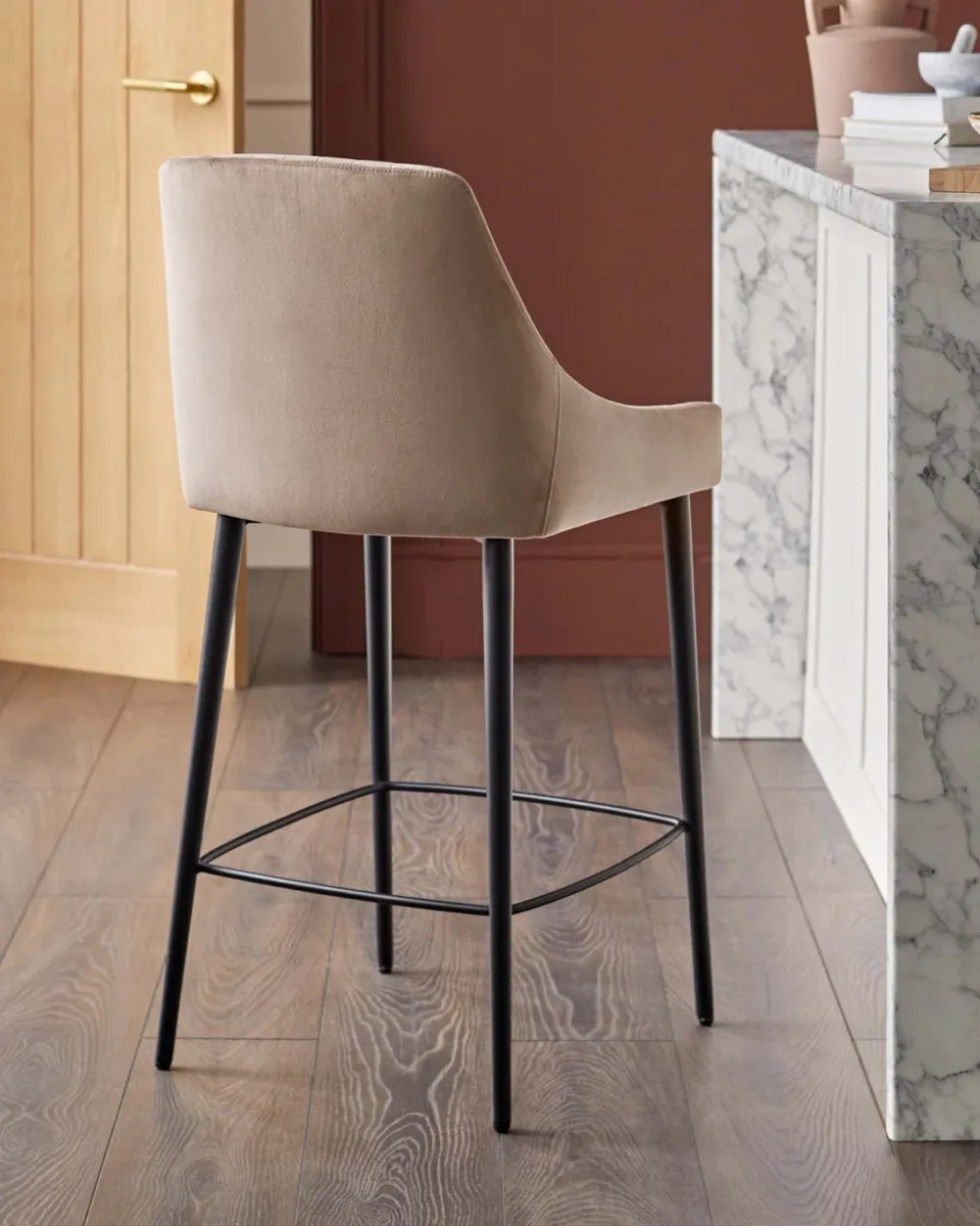 Blakely champagne velvet bar stool - Image 2
