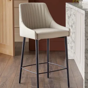 Blakely light grey faux leather bar stool