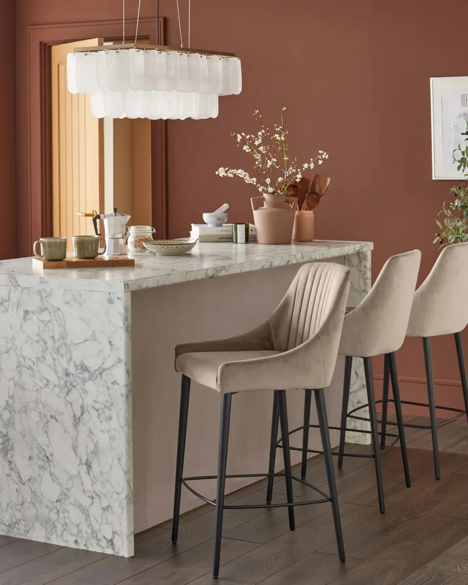 Blakely champagne velvet bar stool - Image 3