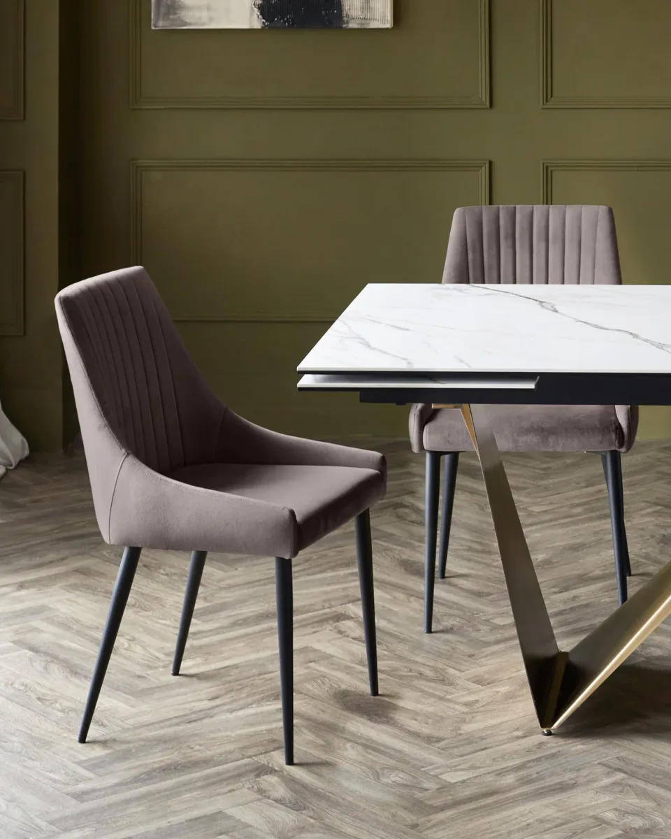 Blakely mocha velvet dining chair - set of 2