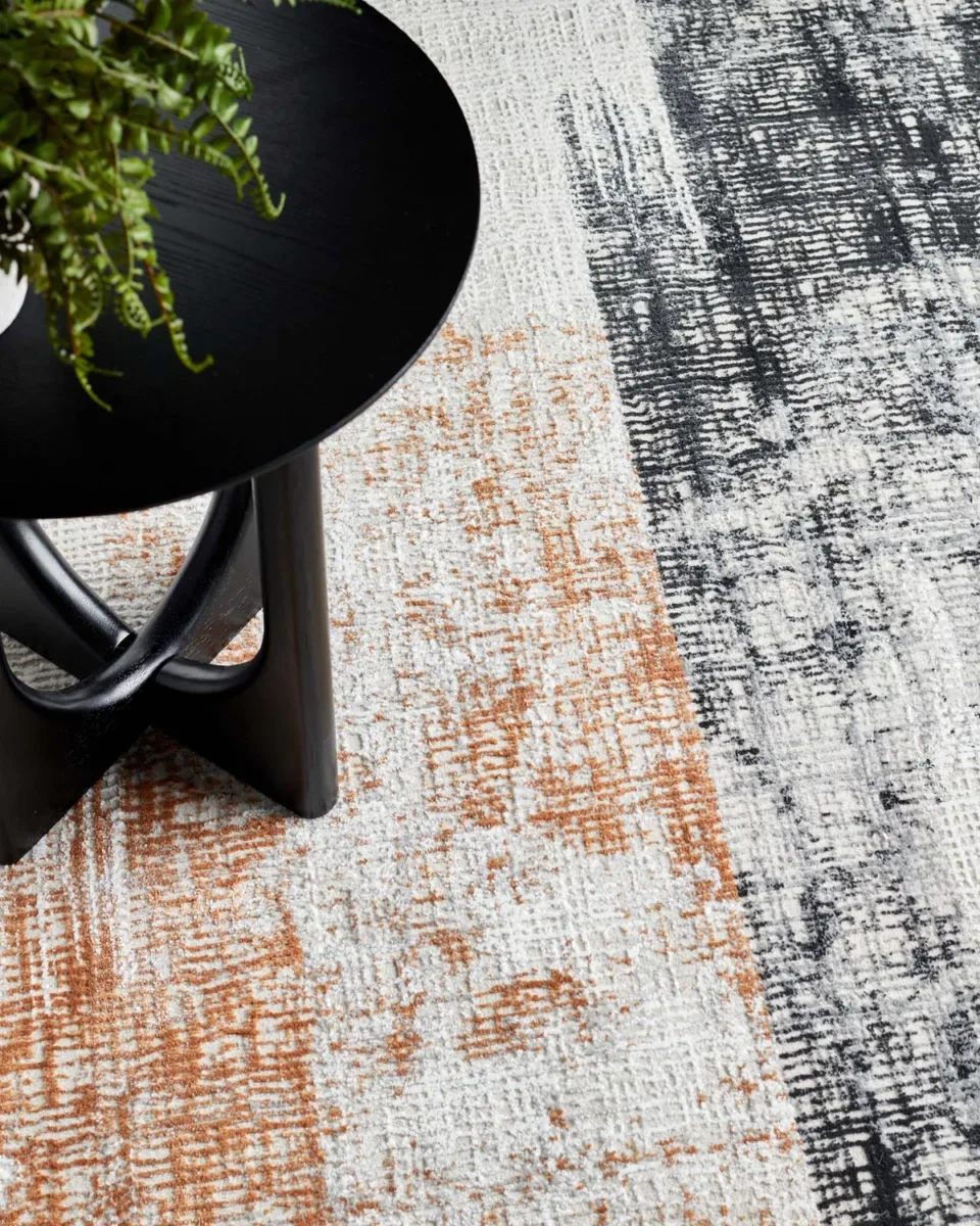 Blurred terracotta textured large rug - Image 2
