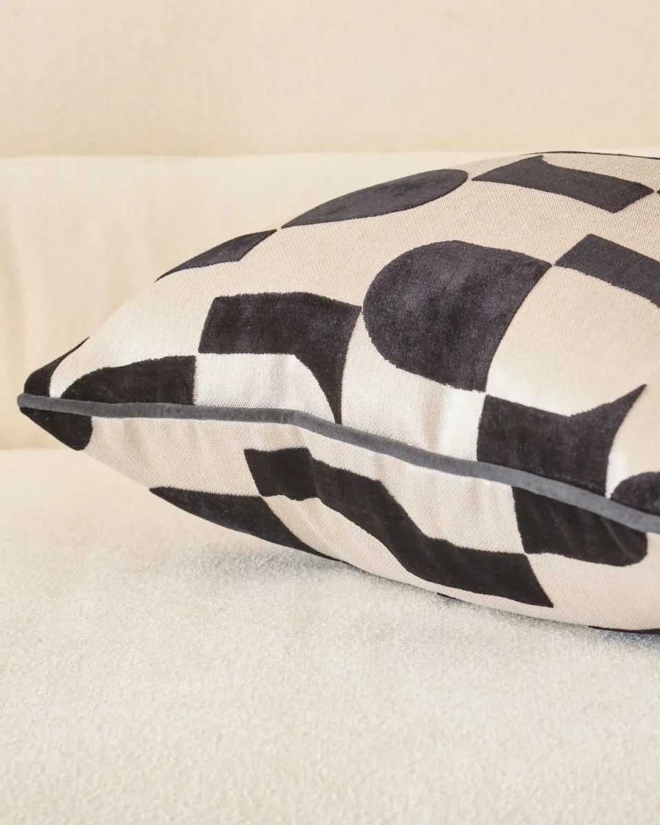 Bridget black medium velvet cushion - Image 3