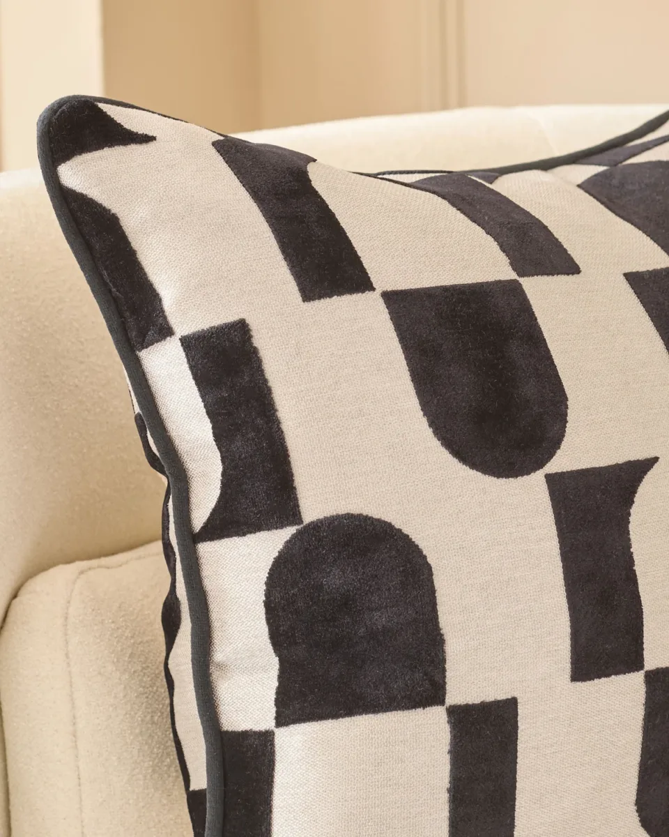 Bridget black medium velvet cushion - Image 4