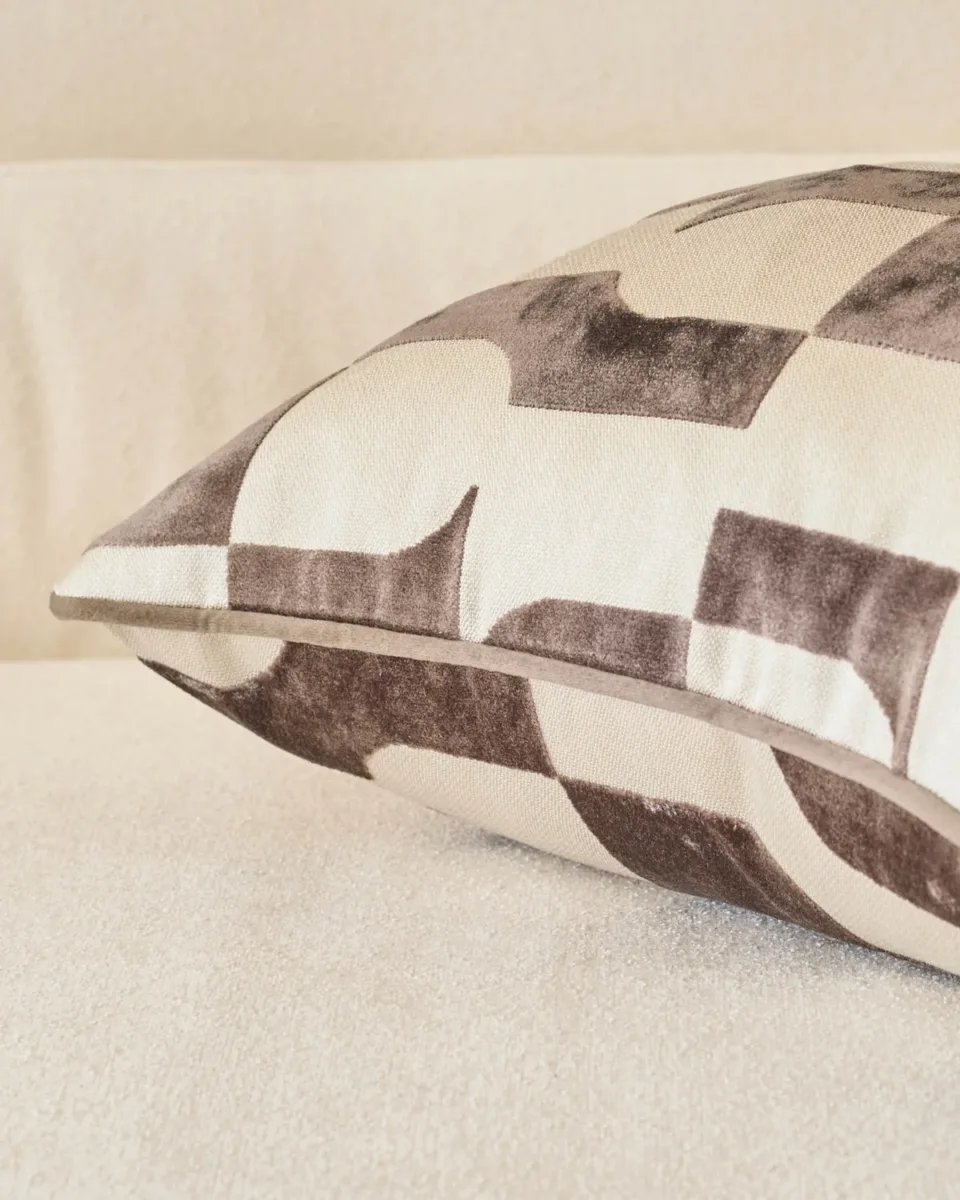 Bridget chocolate medium velvet cushion - Image 3