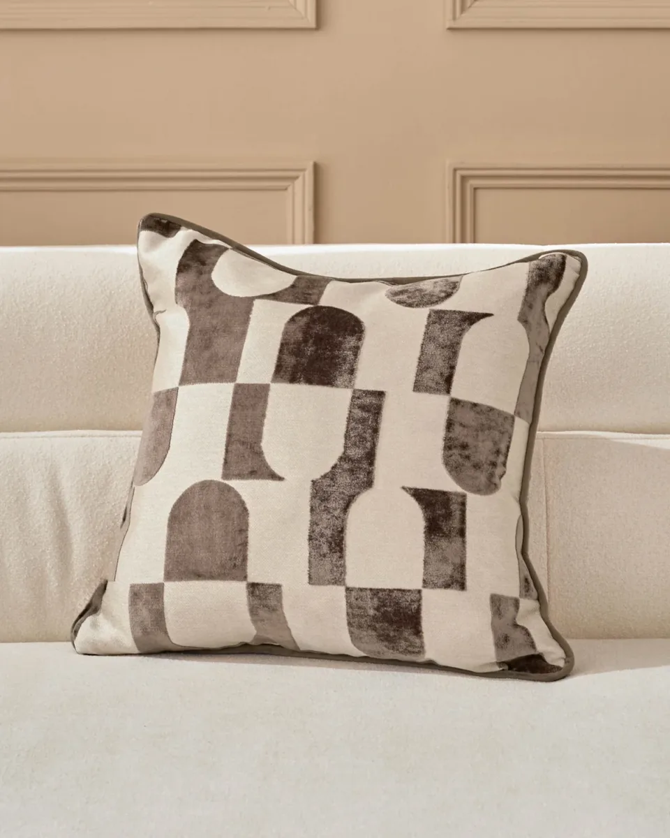 Bridget chocolate medium velvet cushion
