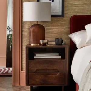 Bryce dark mango wood 2 drawer bedside table