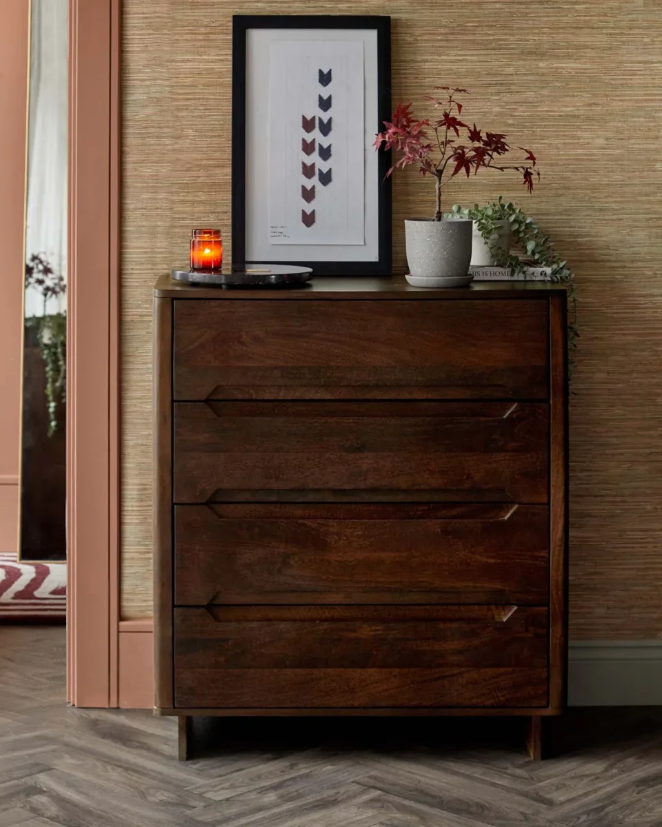 Bryce dark mango wood chest of drawers