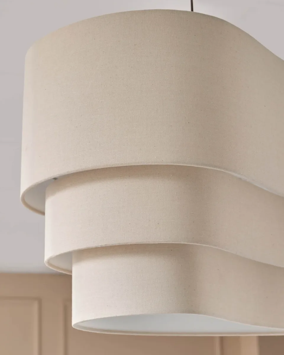 Burleigh 2 bulb natural linen curved pendant light - Image 4