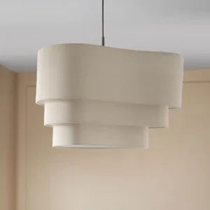 Burleigh 2 bulb natural linen curved pendant light