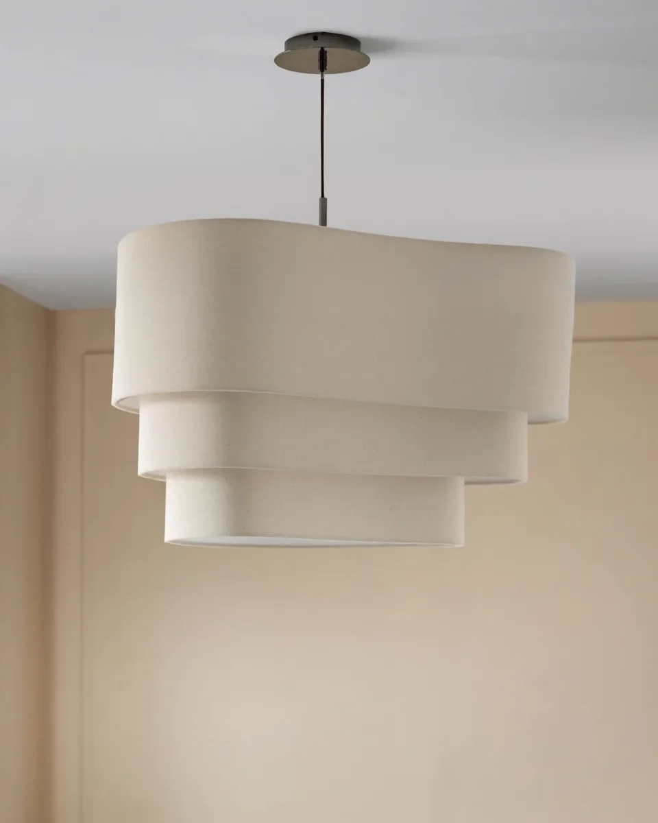 Burleigh 2 bulb natural linen curved pendant light